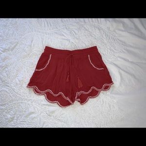 fabric embroidered tie shorts